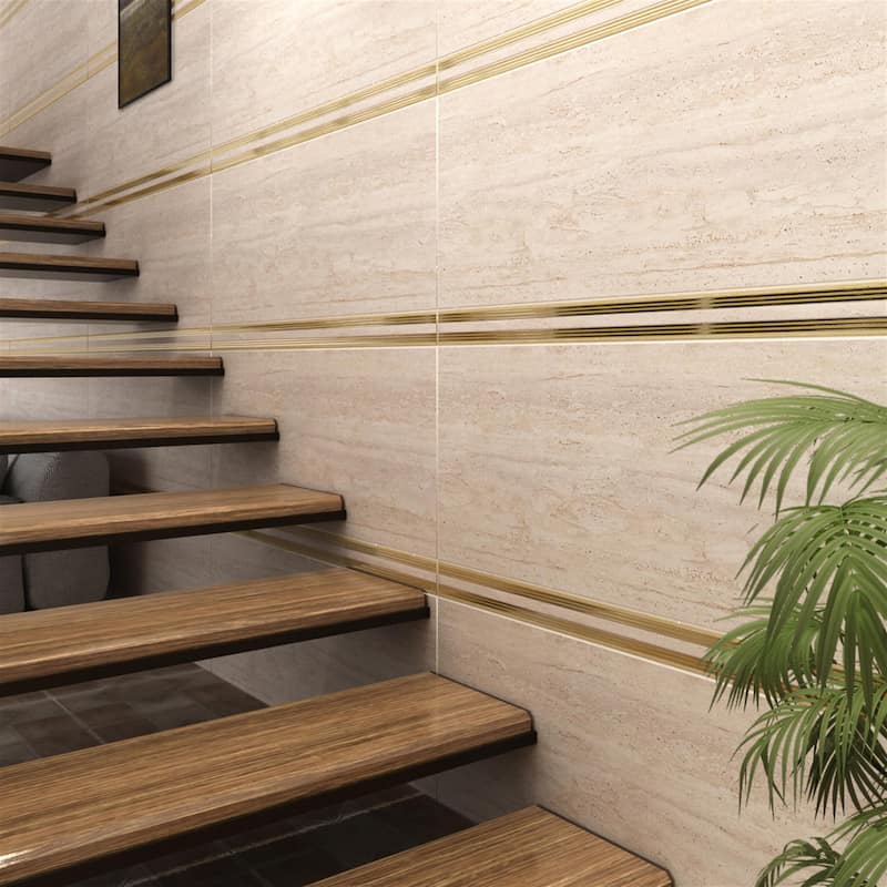 کاشی 40*100؛ کف دیوار بین کابینتی طرح (آجر پارکت کلکته سنگ)