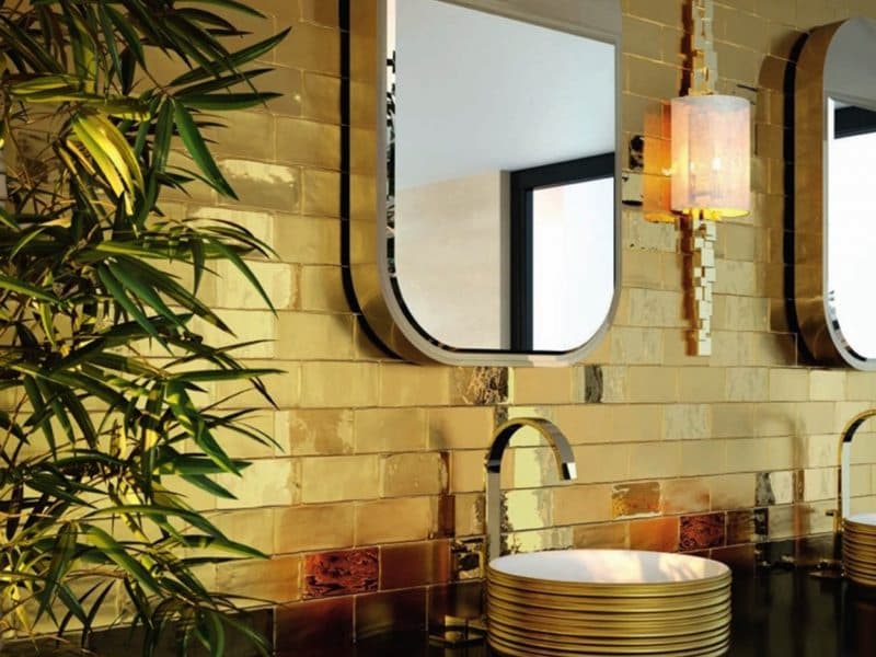 کاشی بین کابینتی طلایی؛ رنگ درخشان مقاوم ضد آب 3 سایز Golden