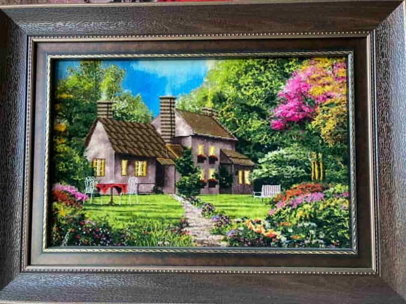 تابلو فرش سه بعدی تبریز؛ ماشینی دستباف ابریشمی 3 طرح (مذهبی گل منظره)