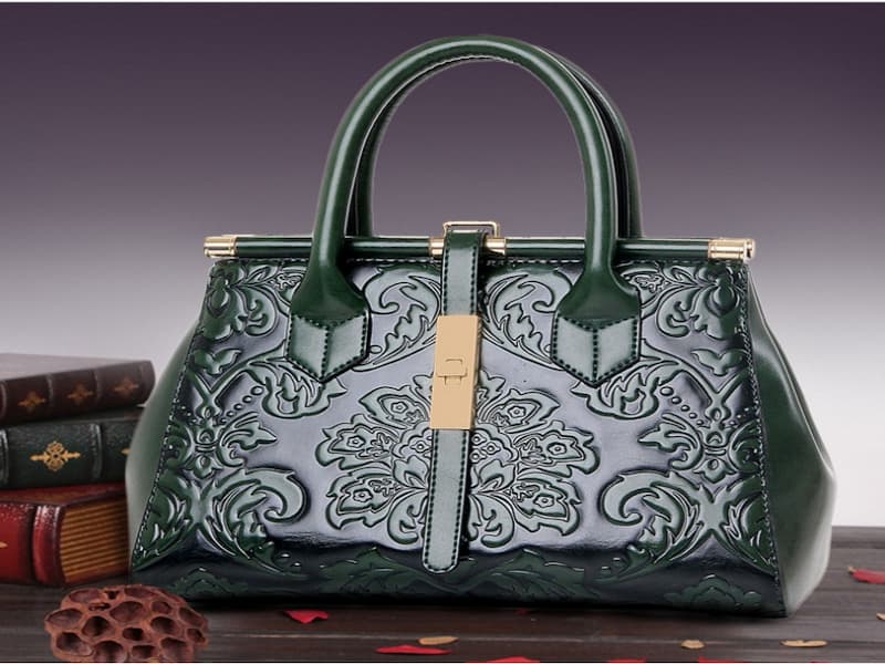 کیف طرح ترمه؛ پارچه چرم 2 نوع دوشی دستی مناسب بانوان