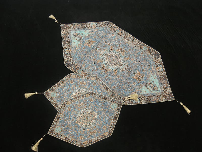 ترمه سه تکه؛ درجه یک مغزی دوزی مربع بیضی گرد 6 ضلعی لوزی Iran