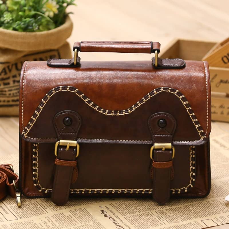 کیف kudu؛ چرم طبیعی مصنوعی عسلی قهوه ای استایل casual