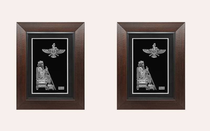 تابلو نقره در اصفهان؛ گل طاووس وان یکاد چهار قل (مستطیل مربع)