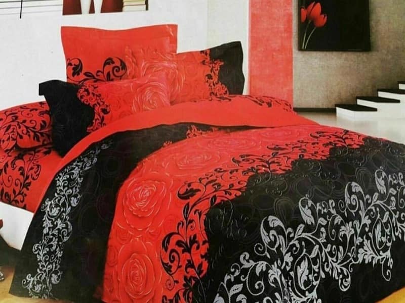 روتختی دونفره قرمز مشکی (روکش) نرم لطیف سبک 2 نوع نازک ضخیم