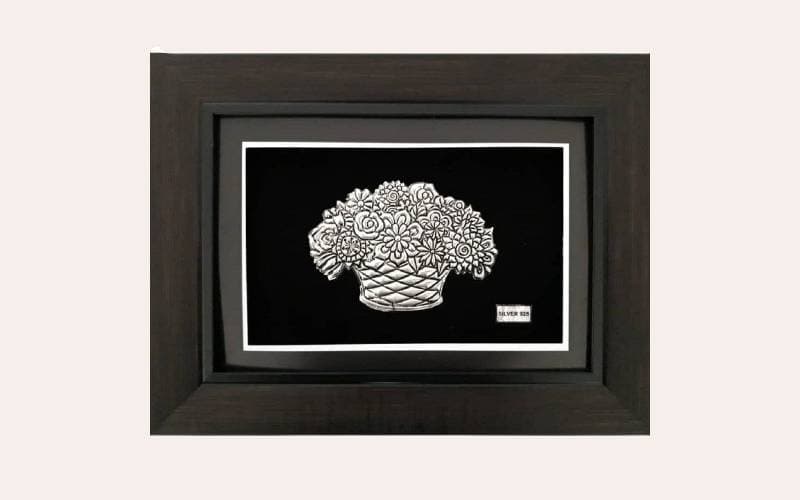 تابلو نقره در رشت؛ گله اسب سبد گل درخت پرنده (ساده سلطنتی)