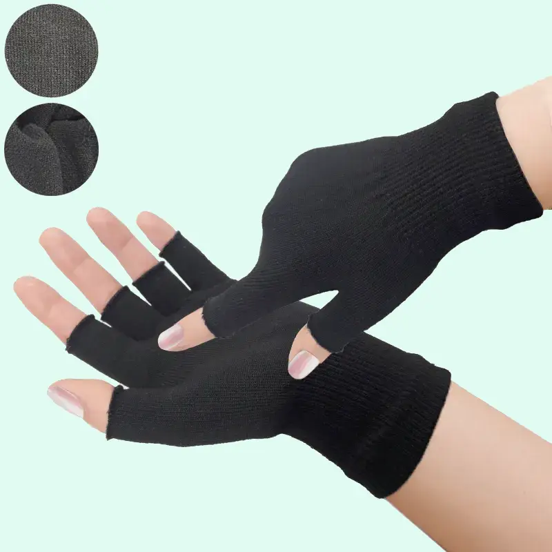 دستکش انگشتی دخترانه؛ چرم پشمی مقاومت بالا مشکی رنگ gloves