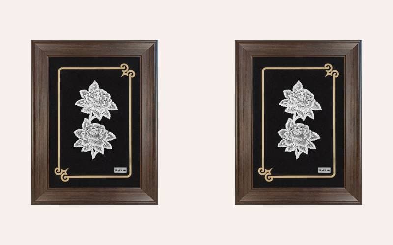 تابلو نقره کاری اصفهان؛ تک گل شعر شمسه وان یکاد 2 نوع (ساده برجسته)