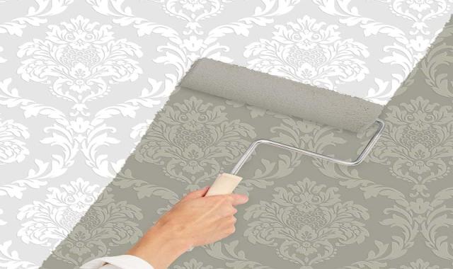 رنگ ساختمان طرح کاغذ دیواری؛ نصب آسان (آبی طوسی صورتی سبز)