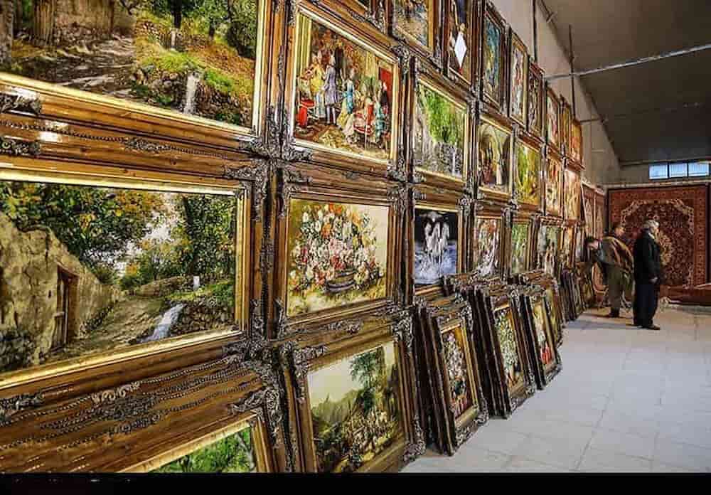 تابلو فرش نفیس تبریز؛ اکلریک پنبه ابریشم 2 ابعاد (کوچک بزرگ)