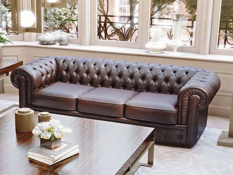 مبل چستر با پارچه طرح چرم؛ آسایش راحتی کلاسیک مدل (2 1) نفره