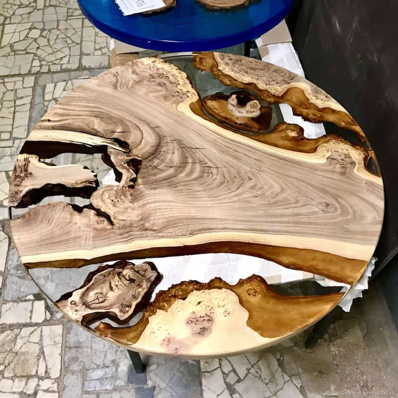 میز اپوکسی چوب؛ رزین سه بعدی عایق رطوبت 2 رنگ (زرد آبی)