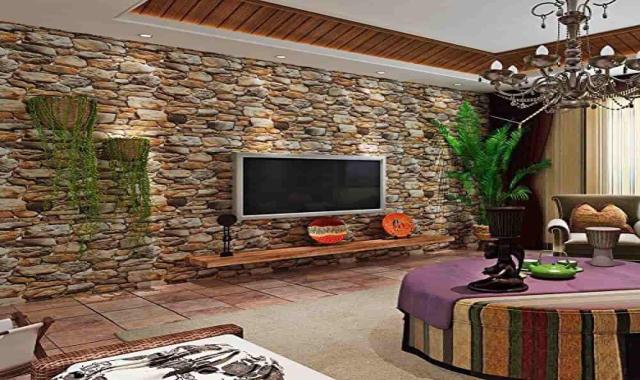 سنگ آنتیک پشت تی وی؛ دکوراسیون منازل اندازه 100*100 cm تیره روشن