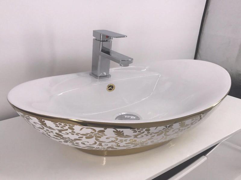 سنگ سرامیک دستشویی؛ ضد آب سرویس بهداشتی (سفید مشکی کرم)