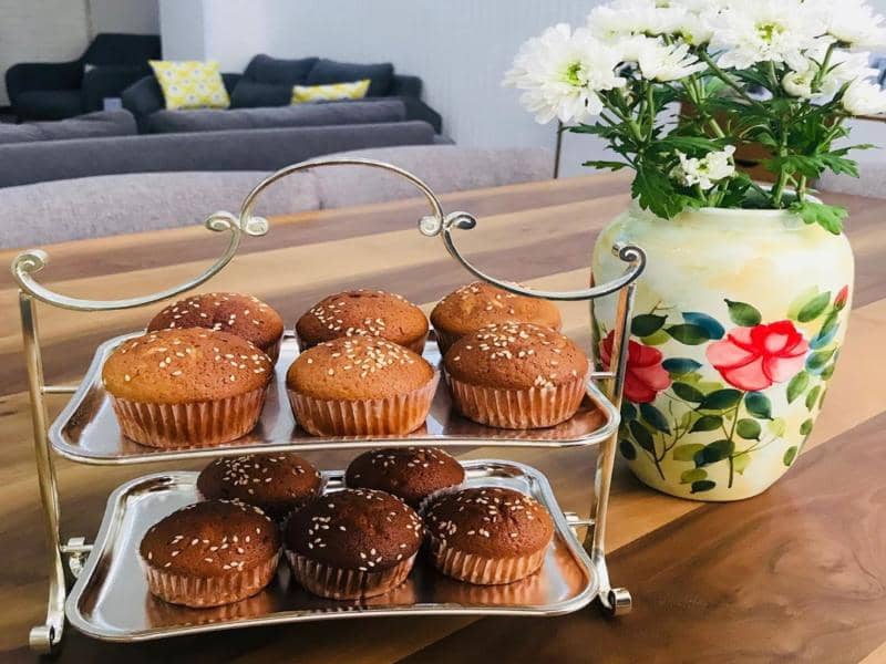 کیک یزدی خانگی با توستر (لقمه ای) قهوه ای مهمانی دورهمی cake