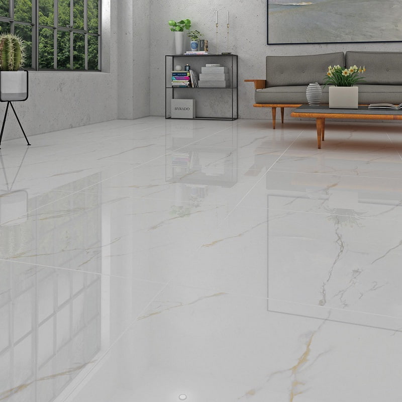 سرامیک طرح سنگ دهبید؛ مرمریت تراورتن براق مات 3 رنگ (سفید طوسی طلایی قرمز)