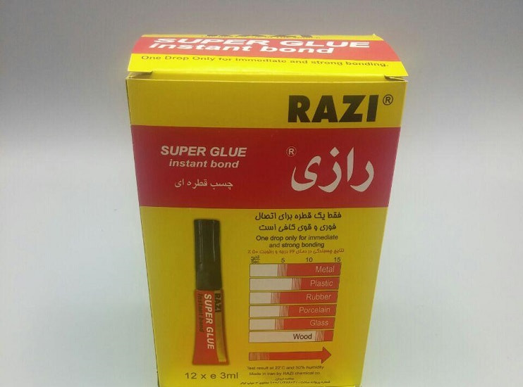 چسب قطره ای رازی قرمز؛ چسباندن کاغذ بدون بو خشک شدن سریع 800 1000 گرم