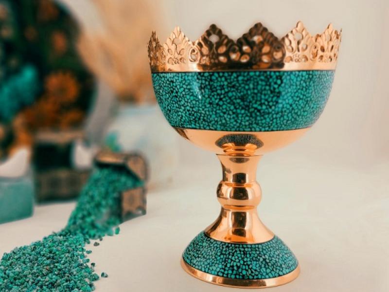 میوه خوری مسی فیروزه کوب؛ روشن براق ریز درشت turquoise