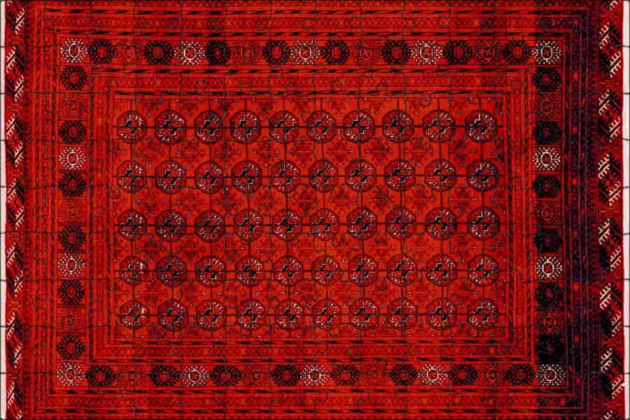 گلیم فرش دستباف ترکمن؛ قرمز لاکی (3 6 9 12) متری بدون پرز