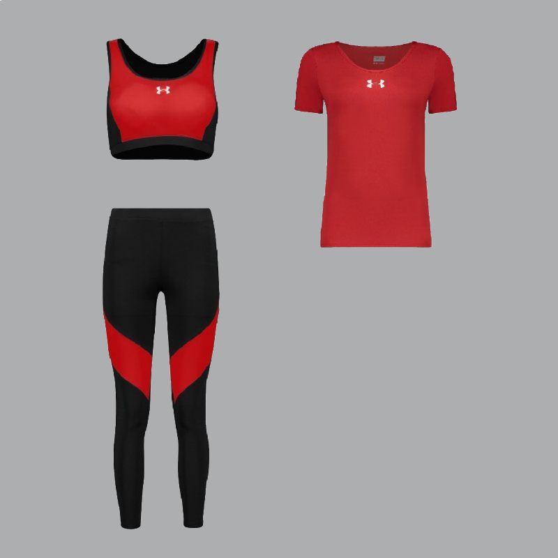 لباس ورزشی دخترانه؛ تاپ شلوارک (صورتی زرد سبز) پنبه ای polyester