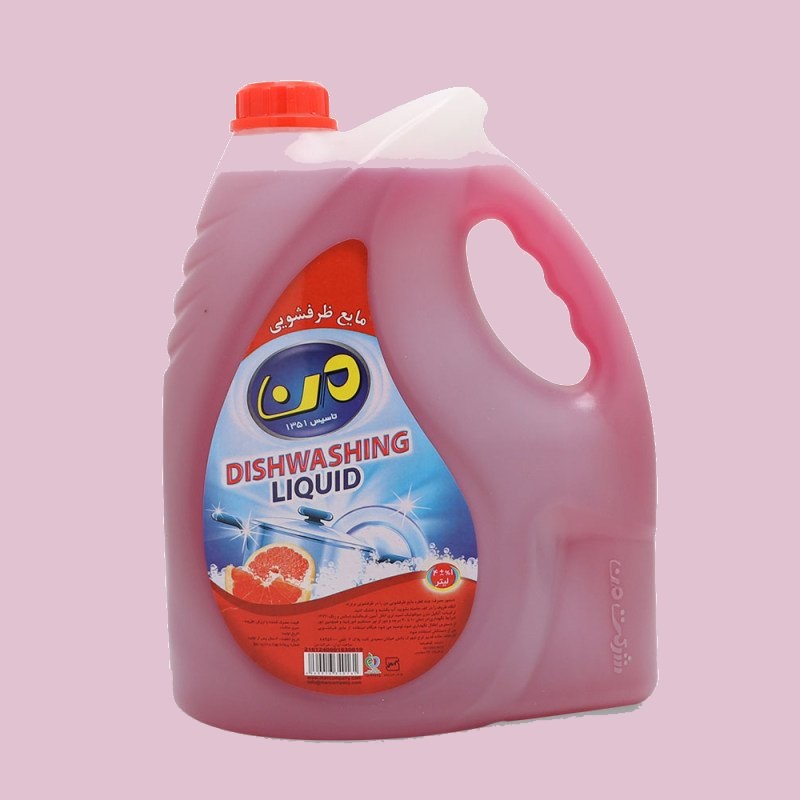 مایع ظرفشویی من 4 لیتری؛ اسید سولفونیک 4 رایحه (لیمو گریپ فروت هلو سیب)