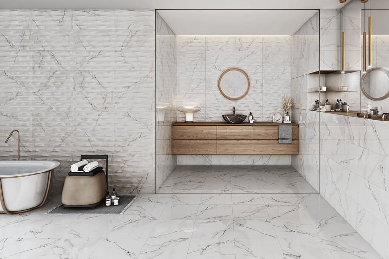 کاشی کف سرویس بهداشتی تبریز؛ لعاب دار ضد لغزش 3 مدل (مربع مستطیل چند ضلغی)