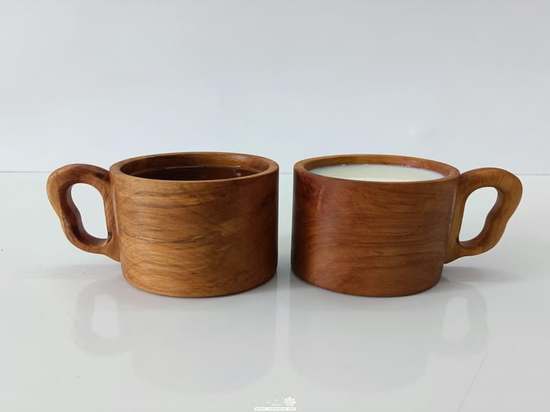 لیوان چوبی دست ساز؛ قابل شستشو 70 گرمی قهوه ای کرم