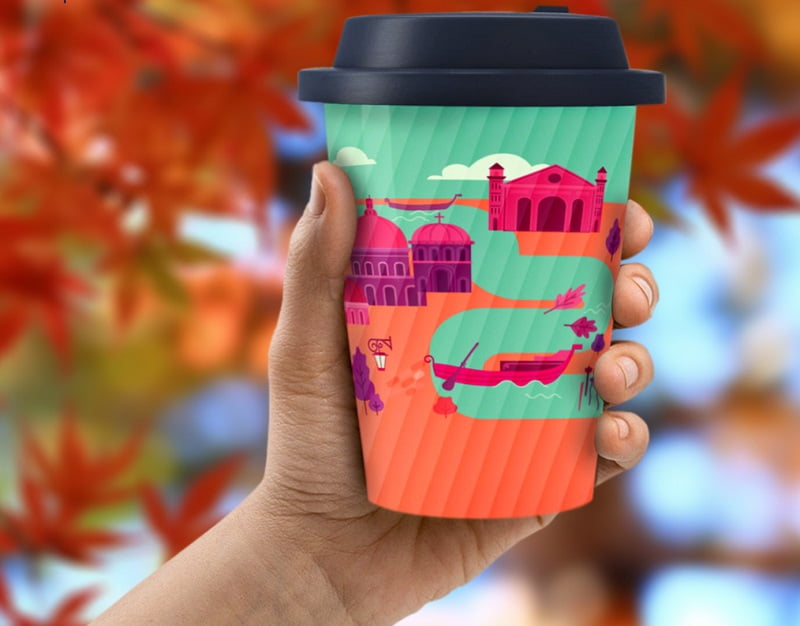 لیوان کاغذی دوجداره درب دار؛  گلاسه کرکره ای کافی شاپ 60 180 1000 میلی لیتر