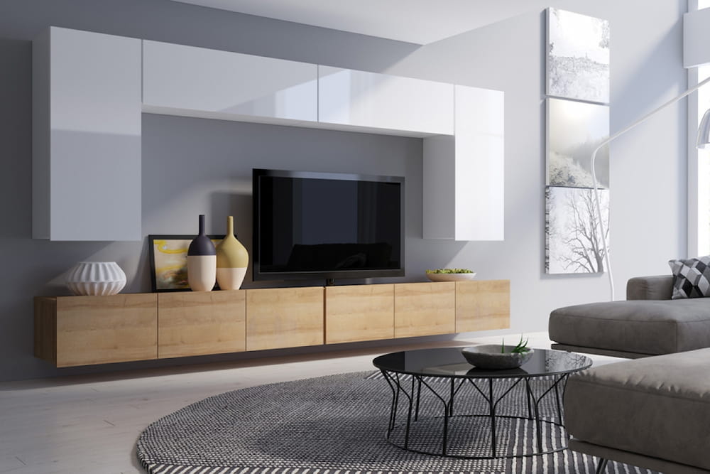 میز تلویزیون ام دی اف دیواری ساده؛ کشودار سبک مناسب فضای خانه table