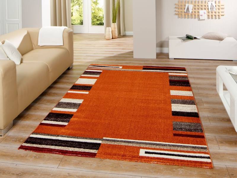 گلیم فرش شهر فرش تهران (قالی) متری ماشینی رنگ قرمز نارنجی (700 1200 500) شانه