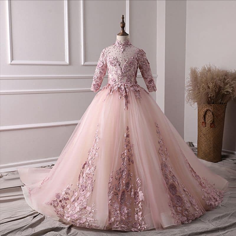 لباس مجلسی برای عقد؛ ساده کوتاه پرنسسی 2 رنگ نباتی pink