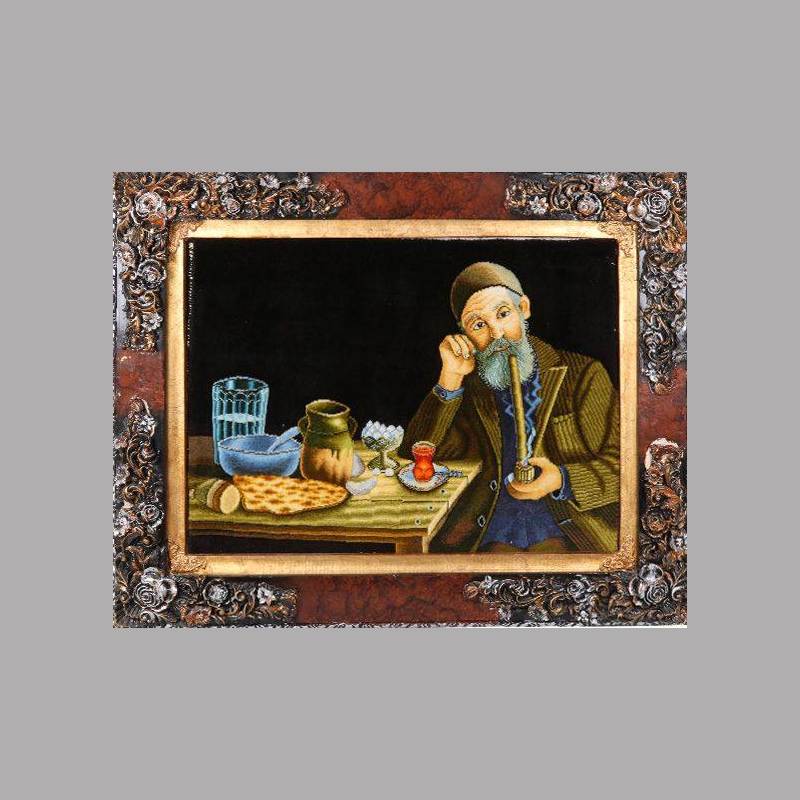 تابلو فرش طرح چهره؛ پلی استر ماشینی برجسته قاب چوبی فلزی (130*90 160*120) سانتی متر