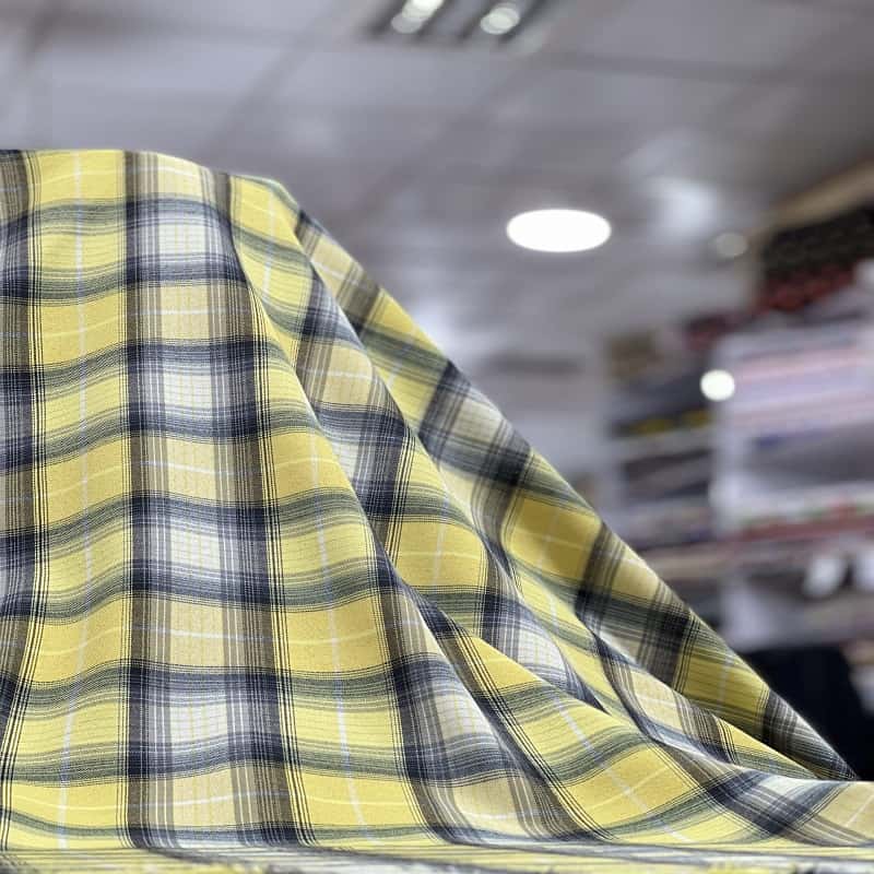 پارچه کشمیر چهارخونه زرد؛ ضد حساسیت نرم لطیف مناسب مانتو پالتو Mongolia 