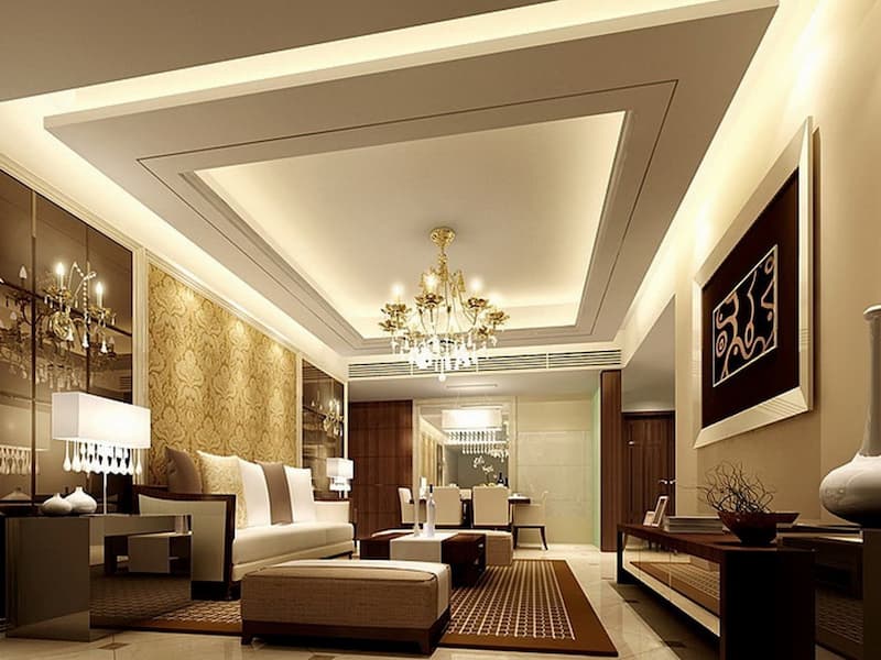 کناف سقف پذیرایی کوچک؛ وزن سبک استاندارد 2 نوع ساده طرحدار