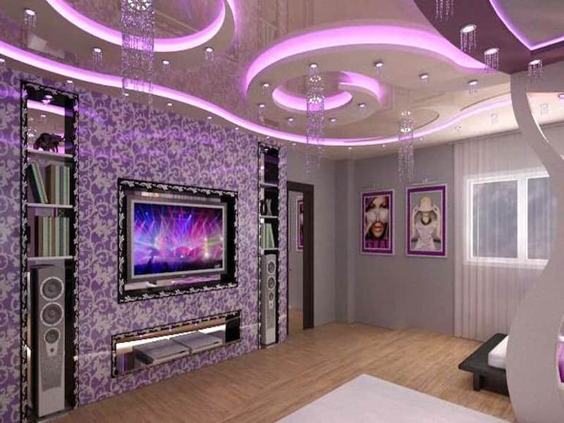 کناف اتاق خواب ساده؛ زیبا (ثابت متحرک) ضد آب 2 نوع سقفی دیواری