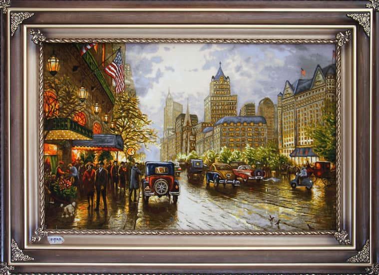 تابلو فرش خیابان نیویورک؛ بافت نرم مخملی (70*100) سانتی متری