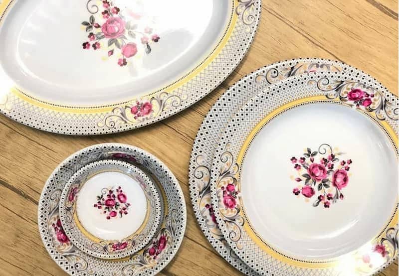 سرویس ملامین سبحان؛ بشقاب پیش دستی کاسه گلدار ساده (20 25 16) سانتی متر