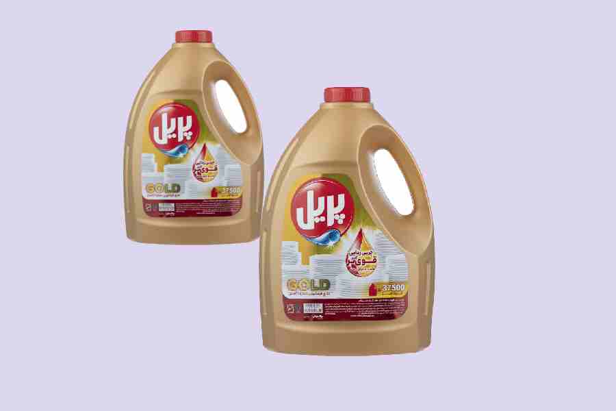 مایع ظرفشویی پریل مدل gold؛ لکه زدا سفید کننده غلیظ 2 اسانس گیاهی میوه ای