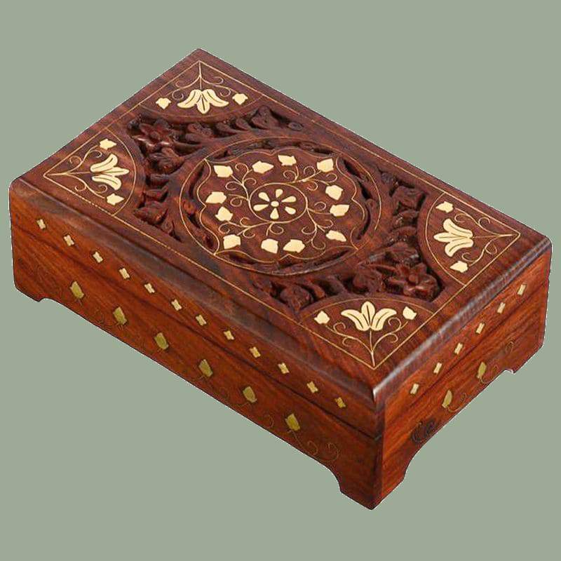 جعبه منبت کاری شده؛ چوب گردو قهوه ای مستحکم inlaid