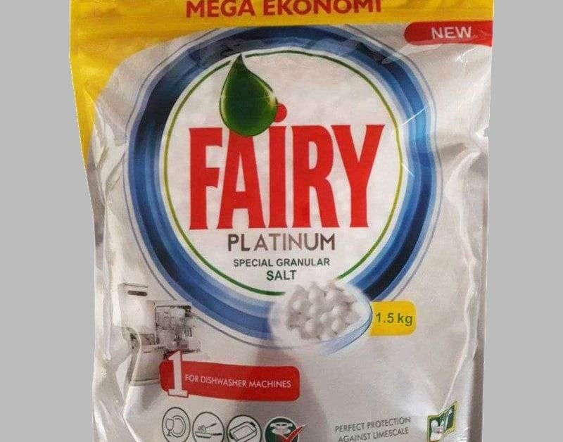 نمک ظرفشویی فیری؛ افزایش دوام ماشین براق کننده جرم گیری قوی Fairy