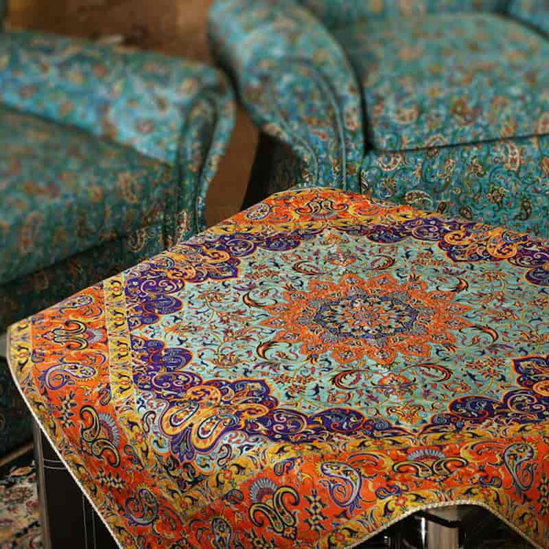 ترمه نگین خاتم یزد؛ الیاف ابریشمی طرح طبیعت (50*100) سانتیمتر