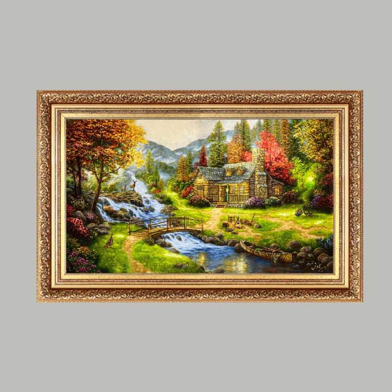 تابلو فرش کوچک تبریز؛ نخ مرینوس دستباف ماشینی پرز اکریلیک تراکم 60 رج