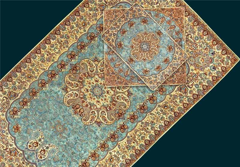 ترمه گوهر یزد؛ ابریشمی پنج تکه 2 مدل منحنی بته جقه IRAN