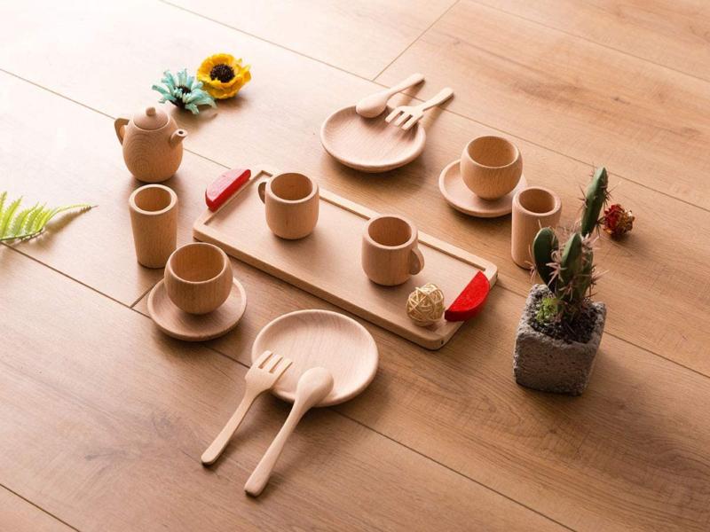 ظروف چوبی پذیرایی پایه دار؛ مقاوم طبیعی وزن کم فلزی Tableware