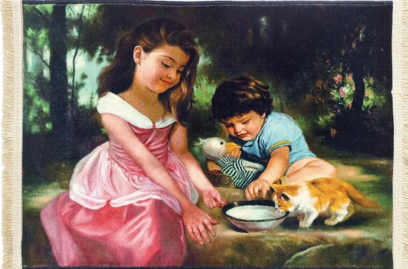 تابلو فرش دختر پسر؛ کلاسیک سنتی دکوراسیون نخ پنبه polyester