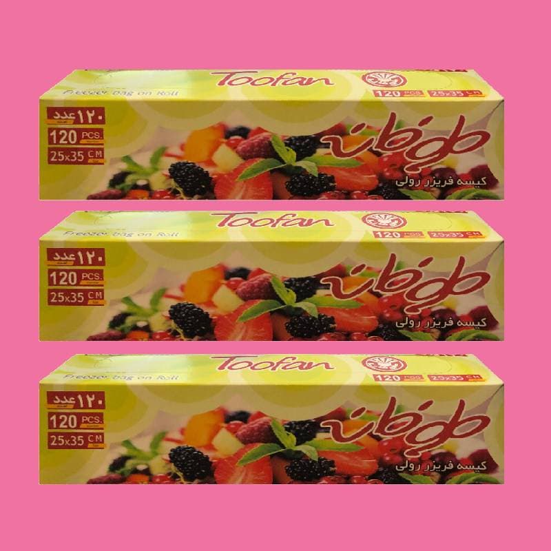 کیسه فریزر طوفان؛ کارتنی پلاستیکی رولی مقاوم ساییدگی تعداد (120 60) عددی