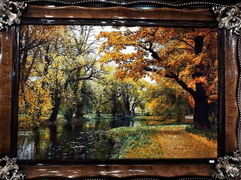 تابلو فرش چاپی کاشان؛ پلی استر اکریلیک سنتی منظره (700 1200) شانه