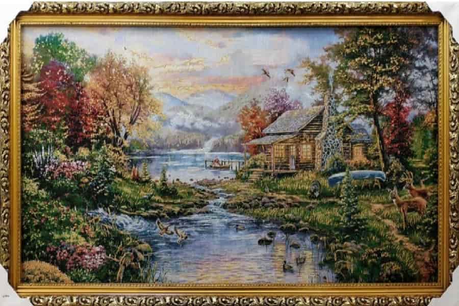 تابلو فرش خارجی؛ ماشینی مقاوم 3 جنس پشمی مرینوس ابریشمی