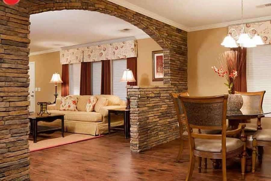 سنگ آنتیک برای ستون گرد؛ گچی سیمانی دو رنگ سفید مشکی