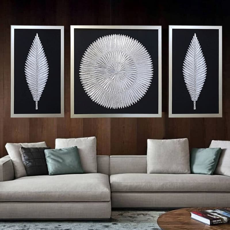 تابلو مدرن با ورق نقره؛ طرح طبیعت قاب چوبی فلزی Panel