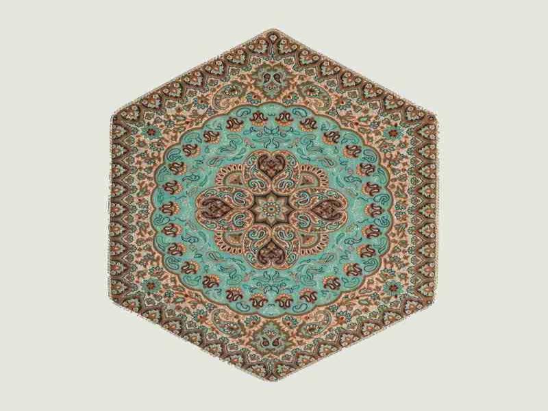 ترمه صادراتی یزد؛ نرم لطیف نخ ابریشم سنتی مستطیل لوزی Yazd